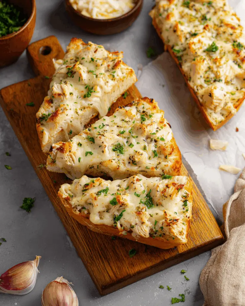 Chicken Alfredo Garlic Bread