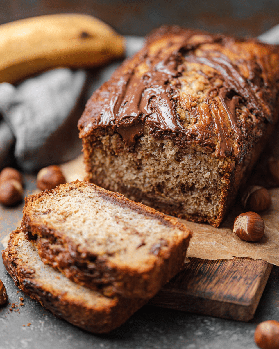 Irresistible Nutella Swirled Banana Bread