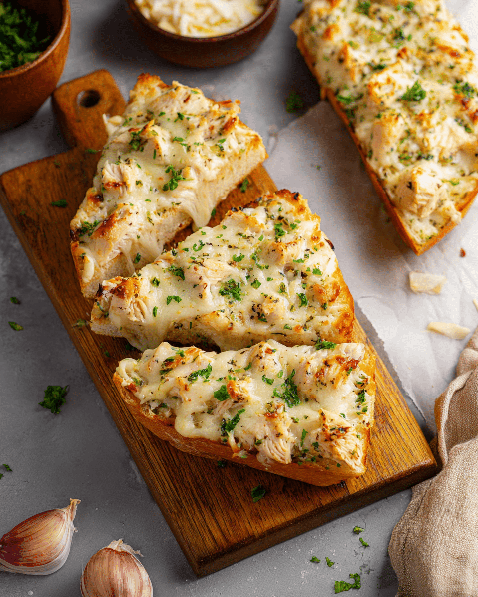Chicken Alfredo Garlic Bread