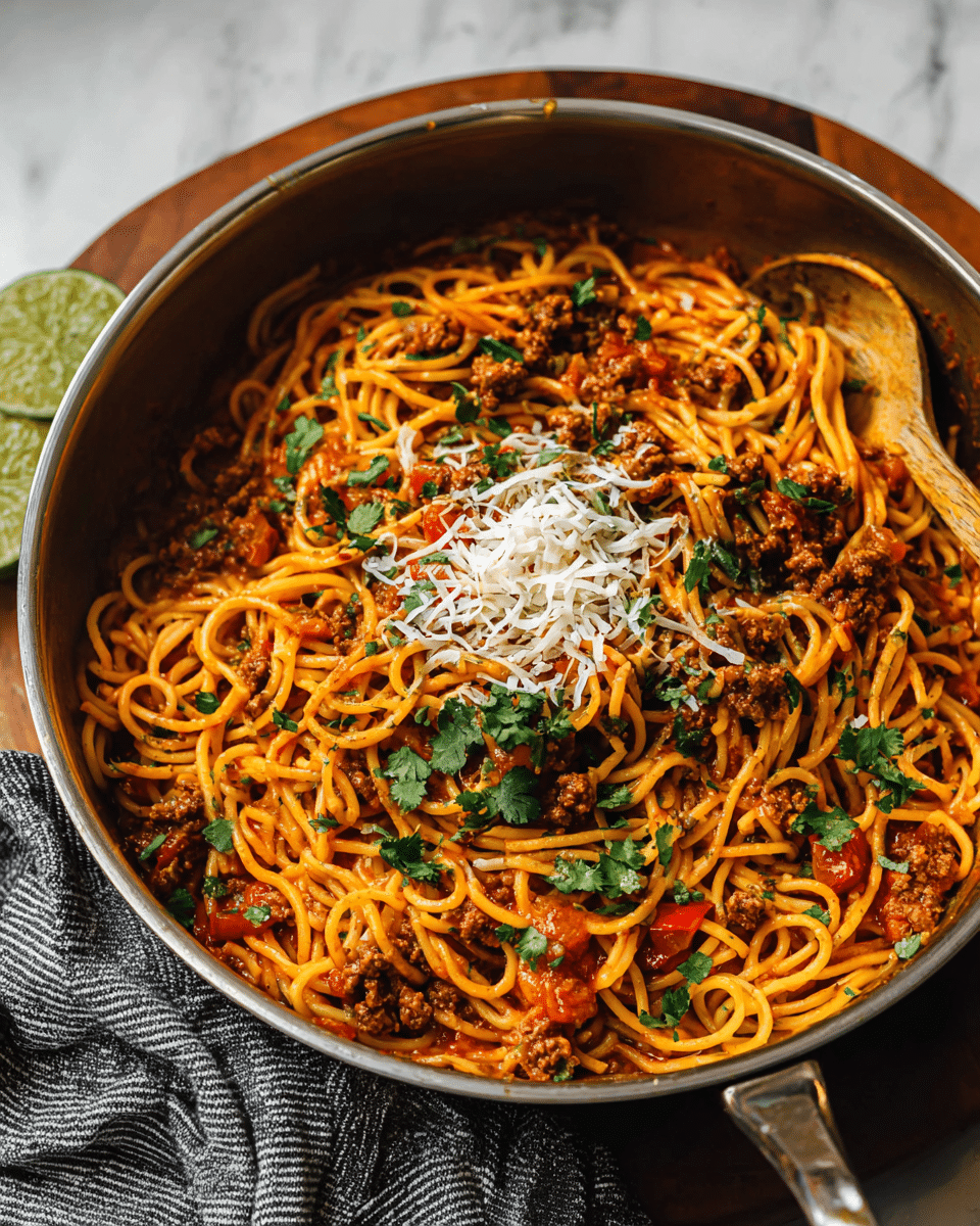Cheesy Taco Spaghetti Casserole