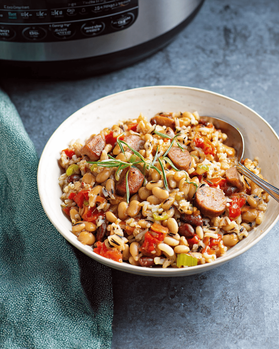 Southern-Style Slow Cooker Hoppin' John with Smoky Ham and Black-eyed Peas