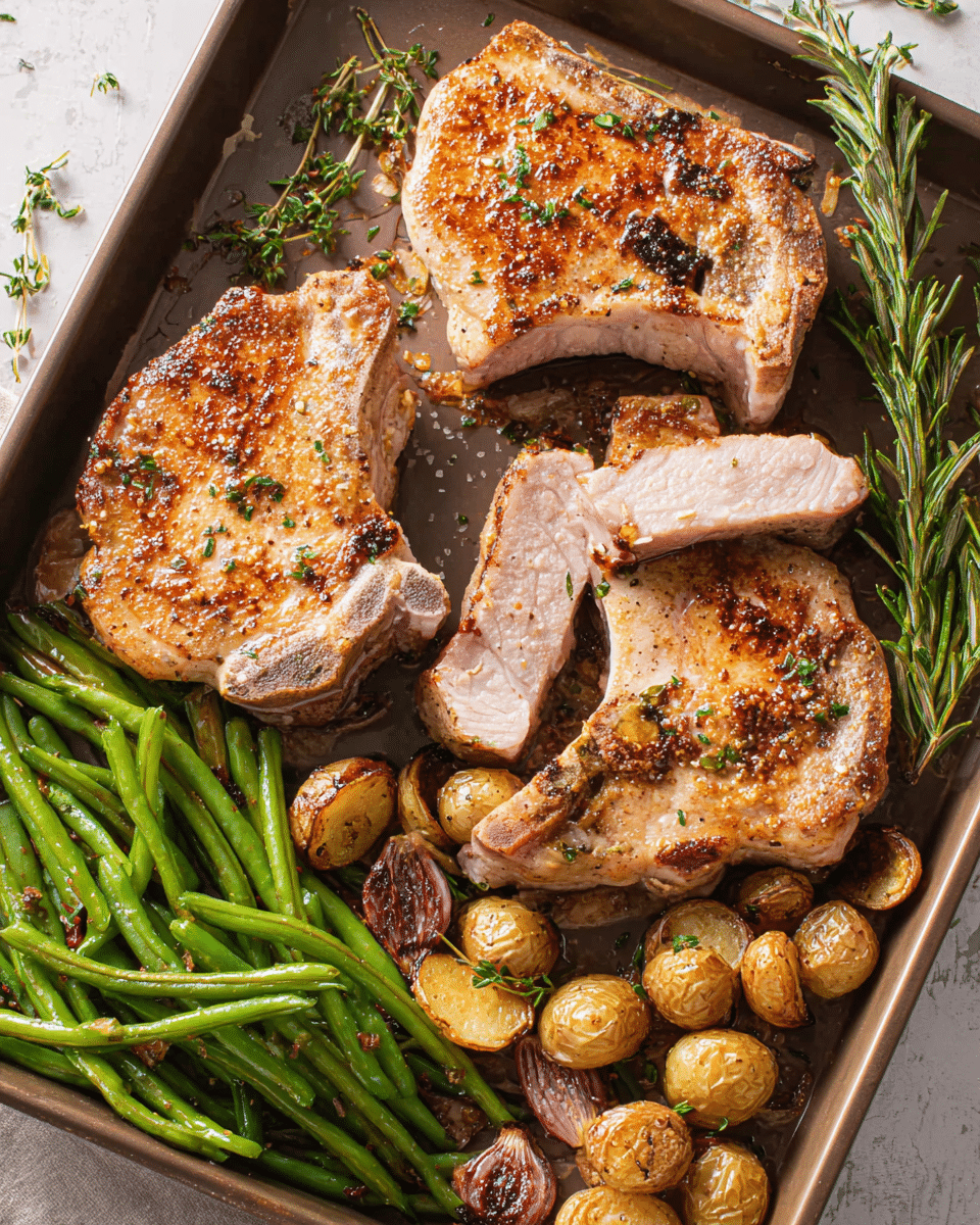 One-Pan Delicious Pork Chops with Roasted Veggies