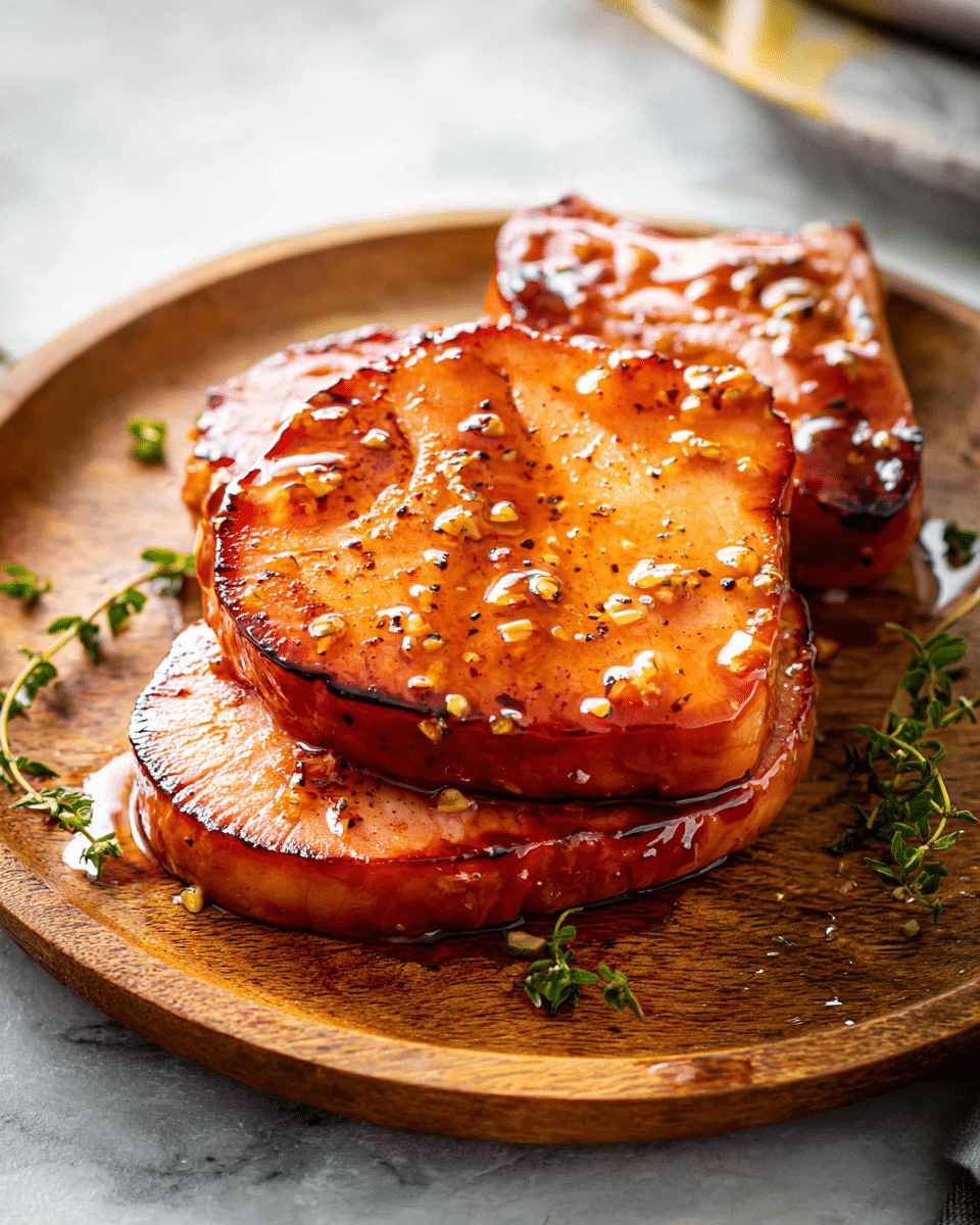 Caramelized Honey Glazed Ham Steaks