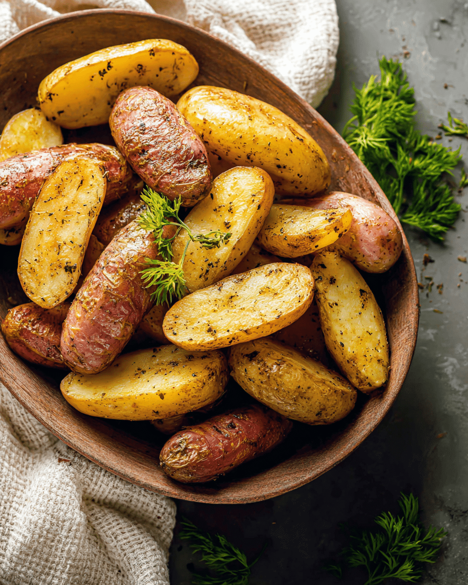 Crispy Garlic Herb Fingerling Potatoes