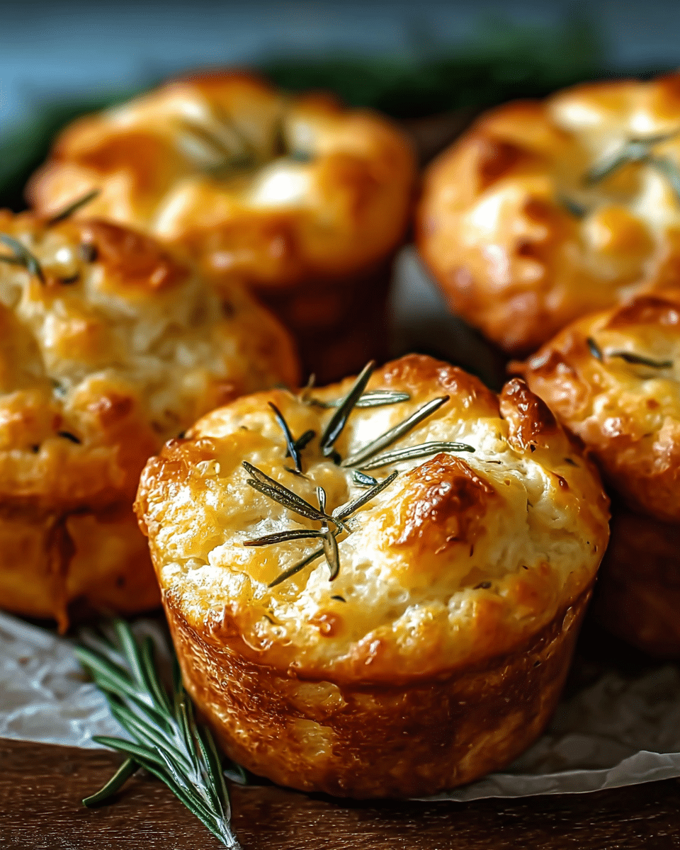 Golden Crust Garlic Rosemary Focaccia Muffins
