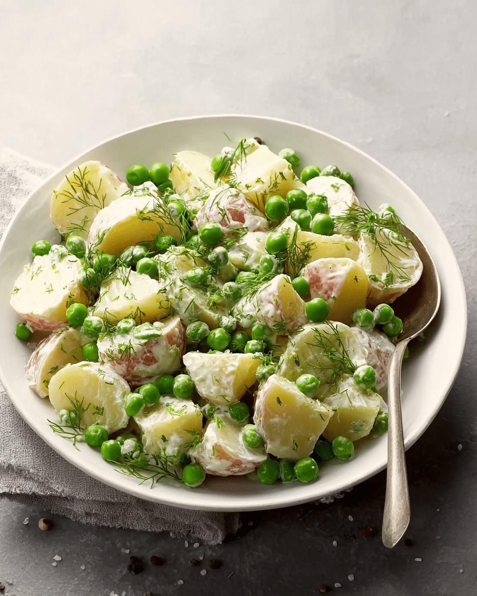 Creamy Potato Salad with Fresh Green Peas