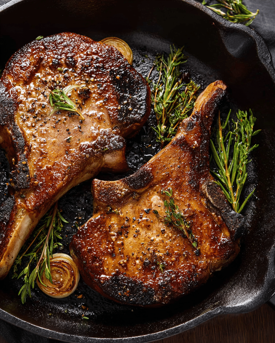 Skillet-Seared Pork Chops with Garlic Butter and Fresh Herbs