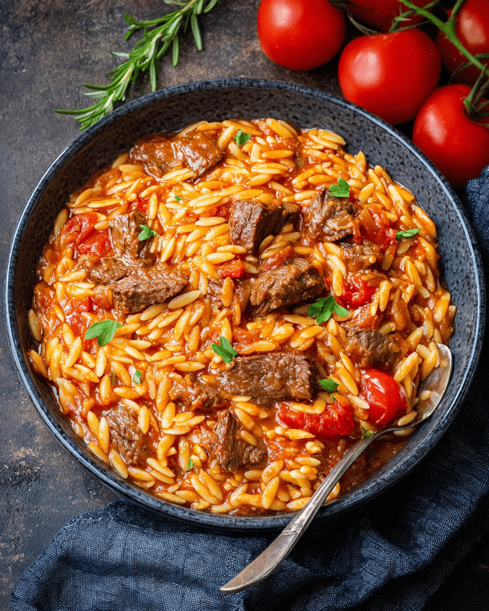 Giouvetsi Greek Beef Stew with Orzo