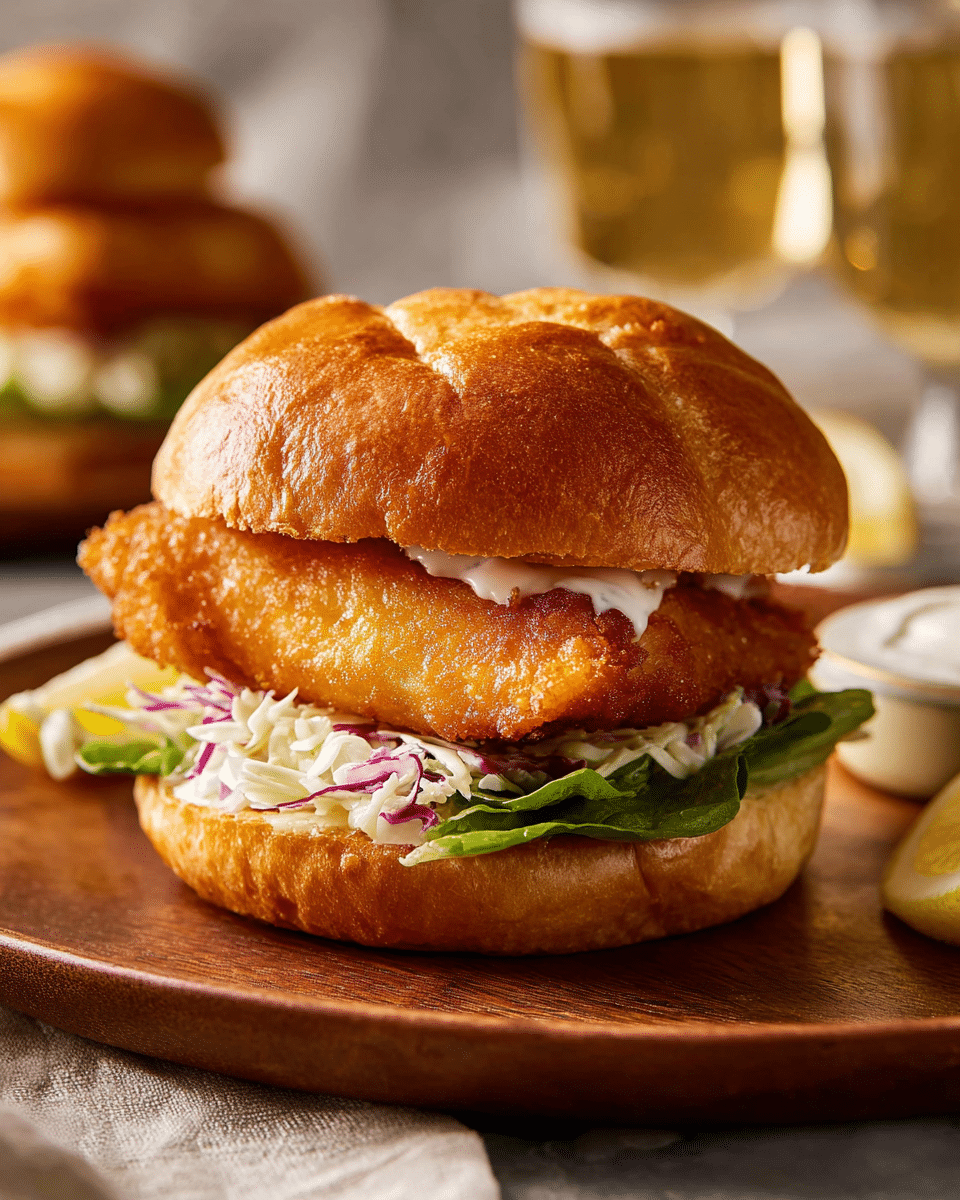 Crispy Fried Fish Sandwich with Tangy Slaw