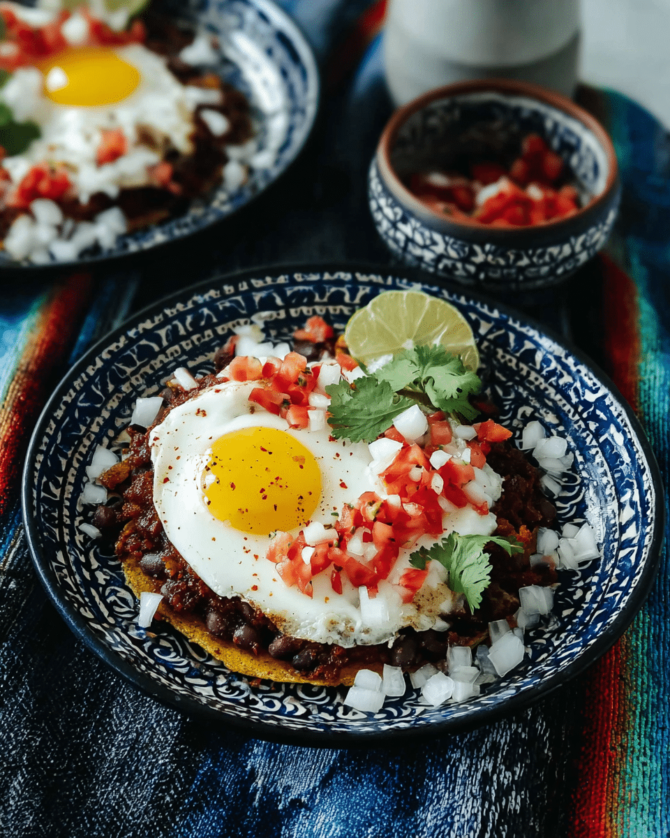 Huevos Rancheros with Chorizo and Refried Black Beans