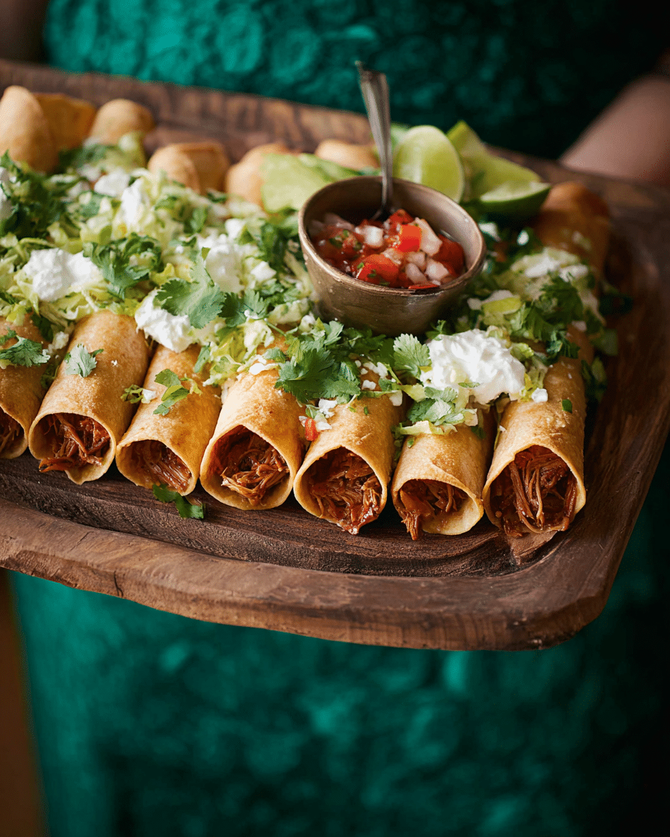 Slow Cooker Pork Tinga Flautas