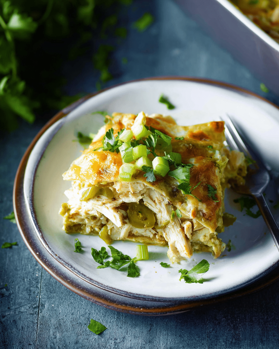 Green Chicken Enchilada Casserole