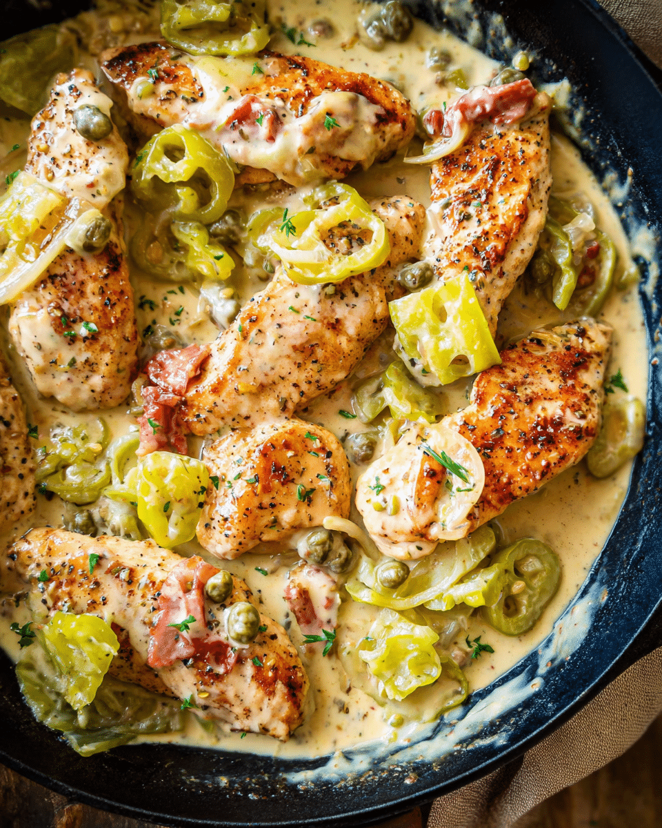 One-Pot Creamy Pepperoncini Chicken Tender Skillet
