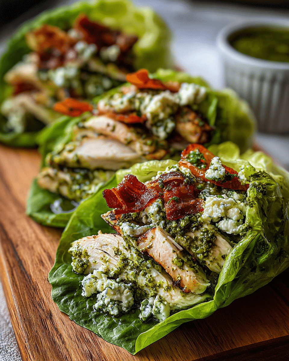 Pesto Chicken Lettuce Wraps