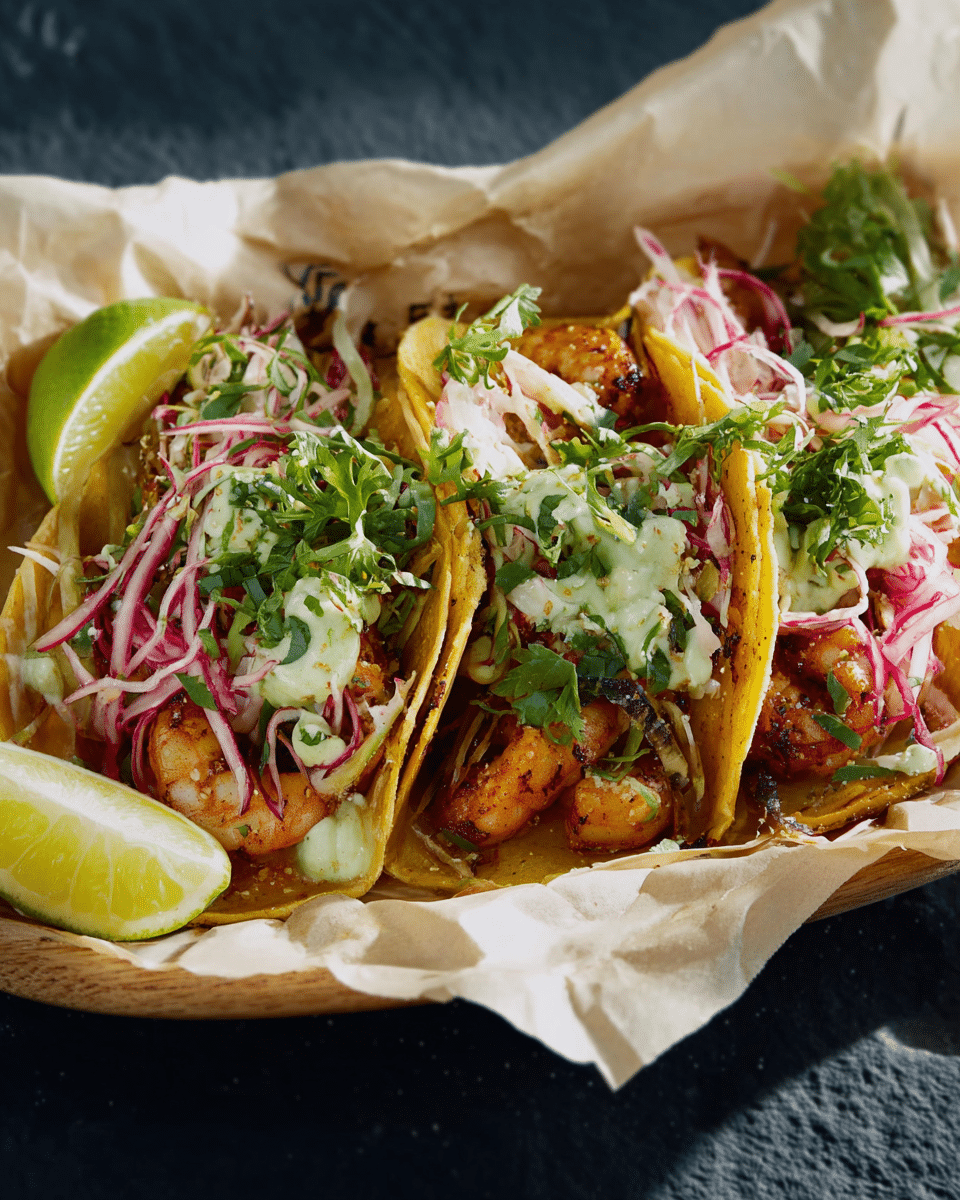 Shrimp Tacos a la Aqué Me Quedo