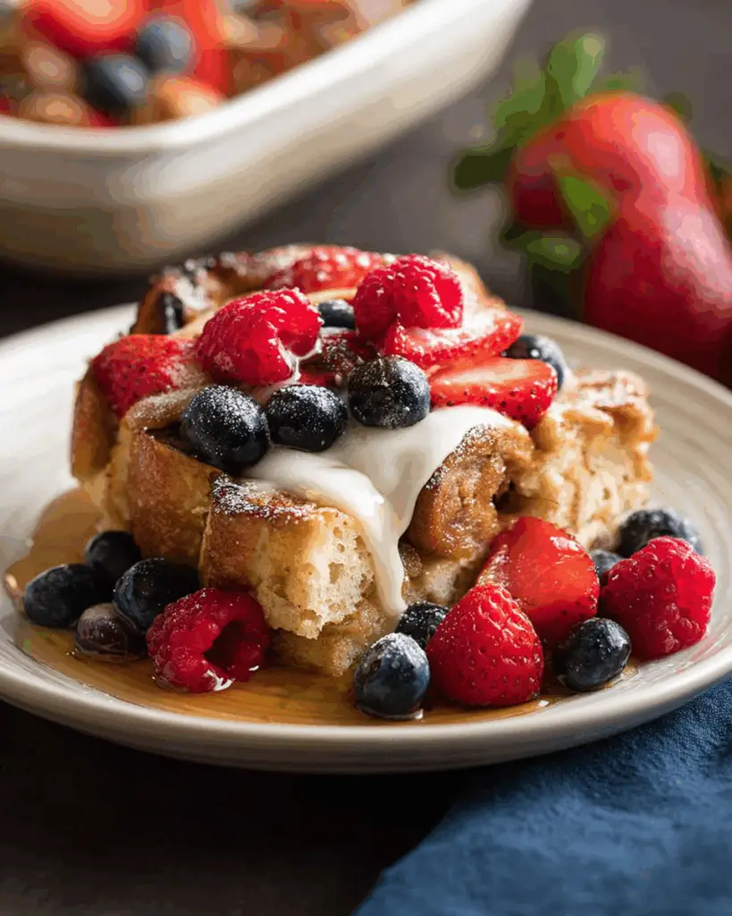Berry Breakfast Bagel French Toast Casserole