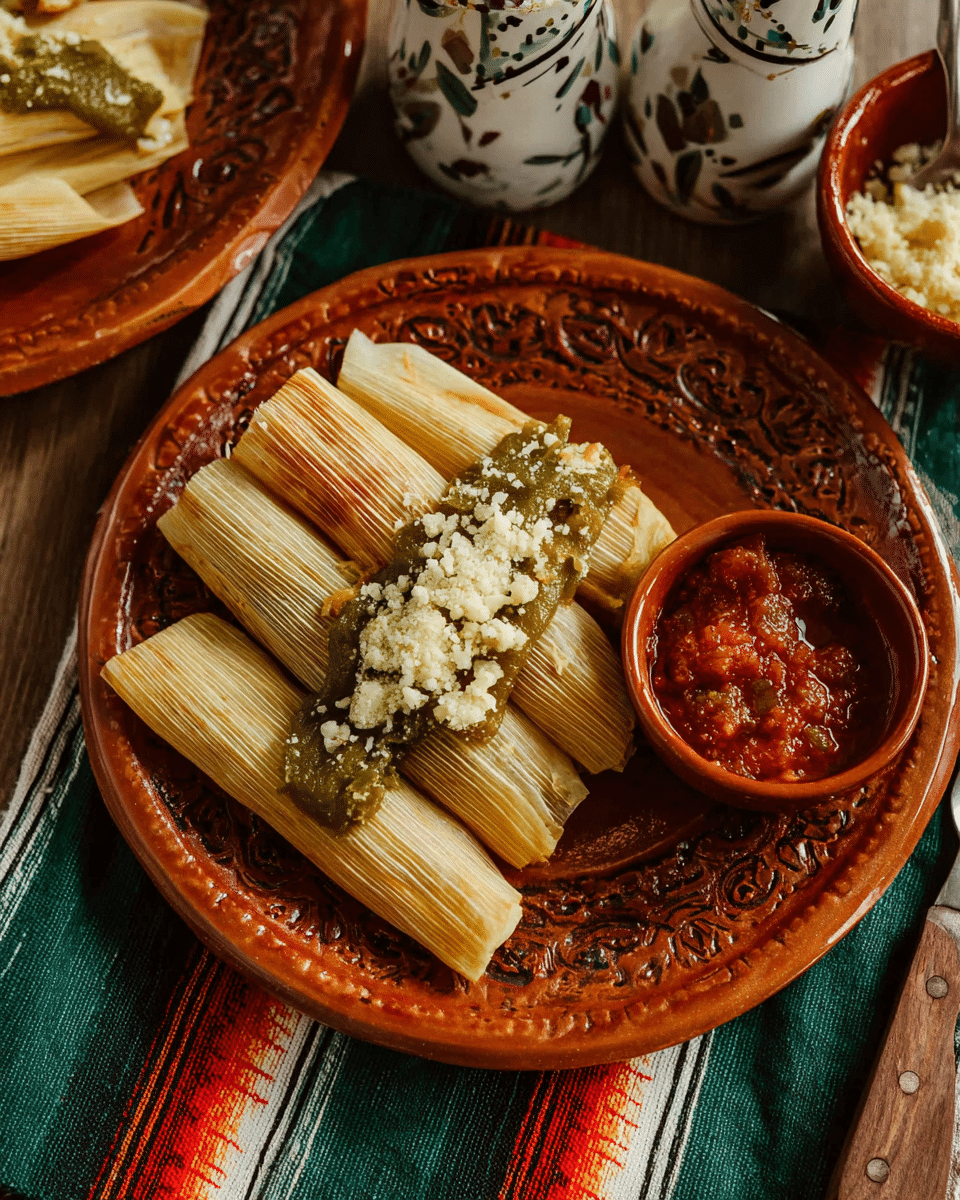 Vegetarian Green Chile Cheese Tamales