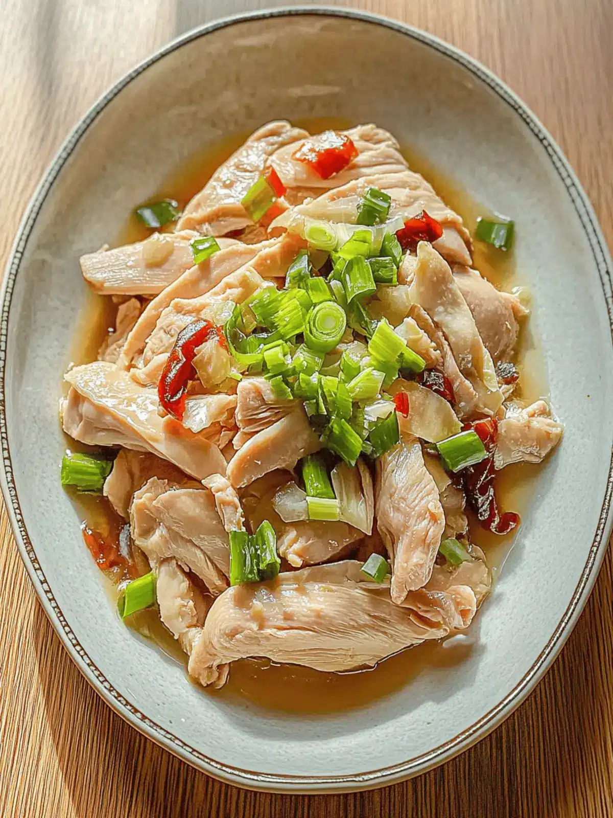 Chinese Steamed Chicken With Ginger Scallion Sauce