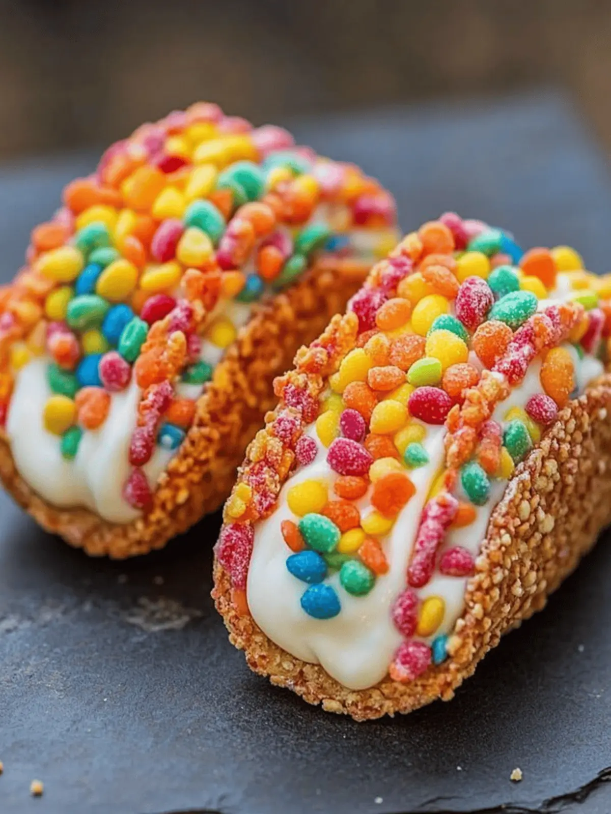 Fruity Pebbles Cheesecake Tacos