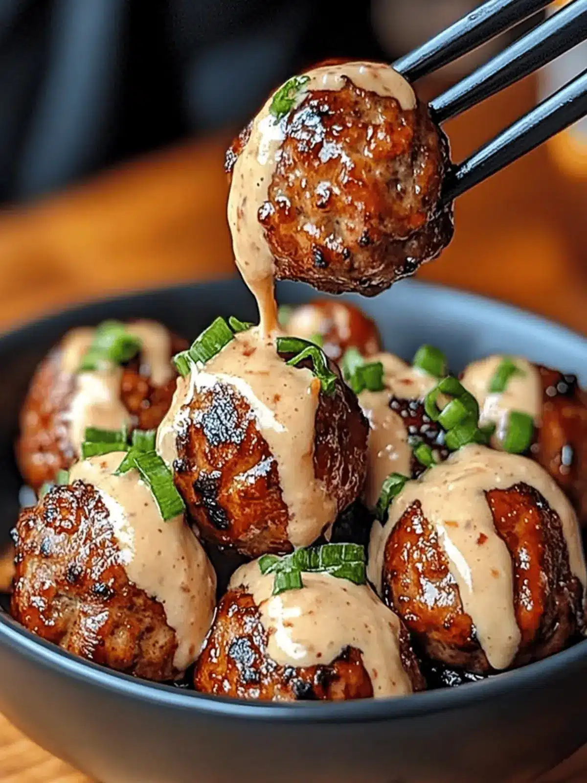 Korean BBQ Meatballs with Spicy Mayo Dip