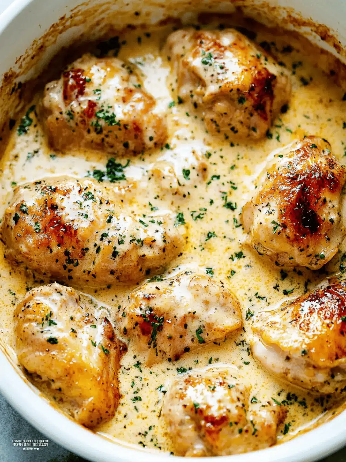 Creamy Oven Baked Chicken Thighs