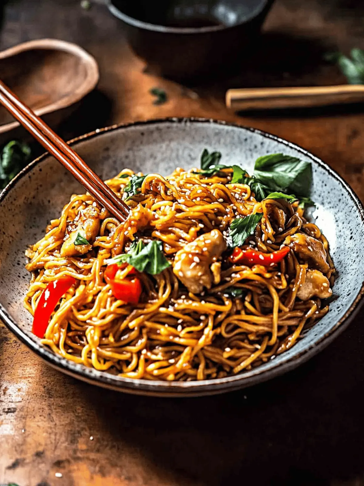 15 Minute Sesame Garlic Chicken Lo Mein.