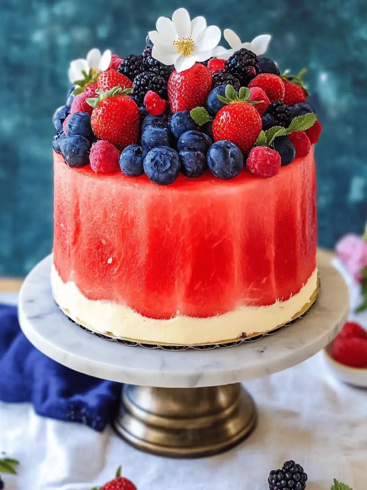 How to Make the Most Adorable Fresh Watermelon Cake with Summer Berries