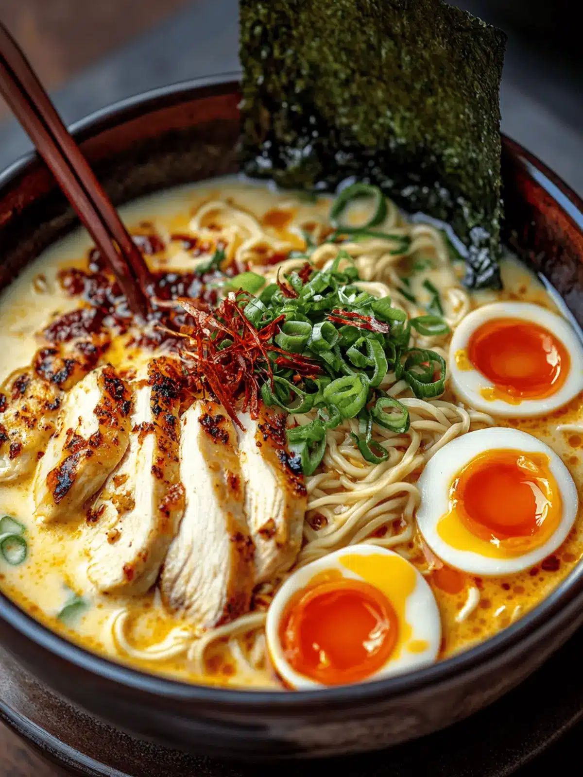 Fiery Chicken Ramen With Creamy Garlic Sauce: Your Quick Dinner Fix