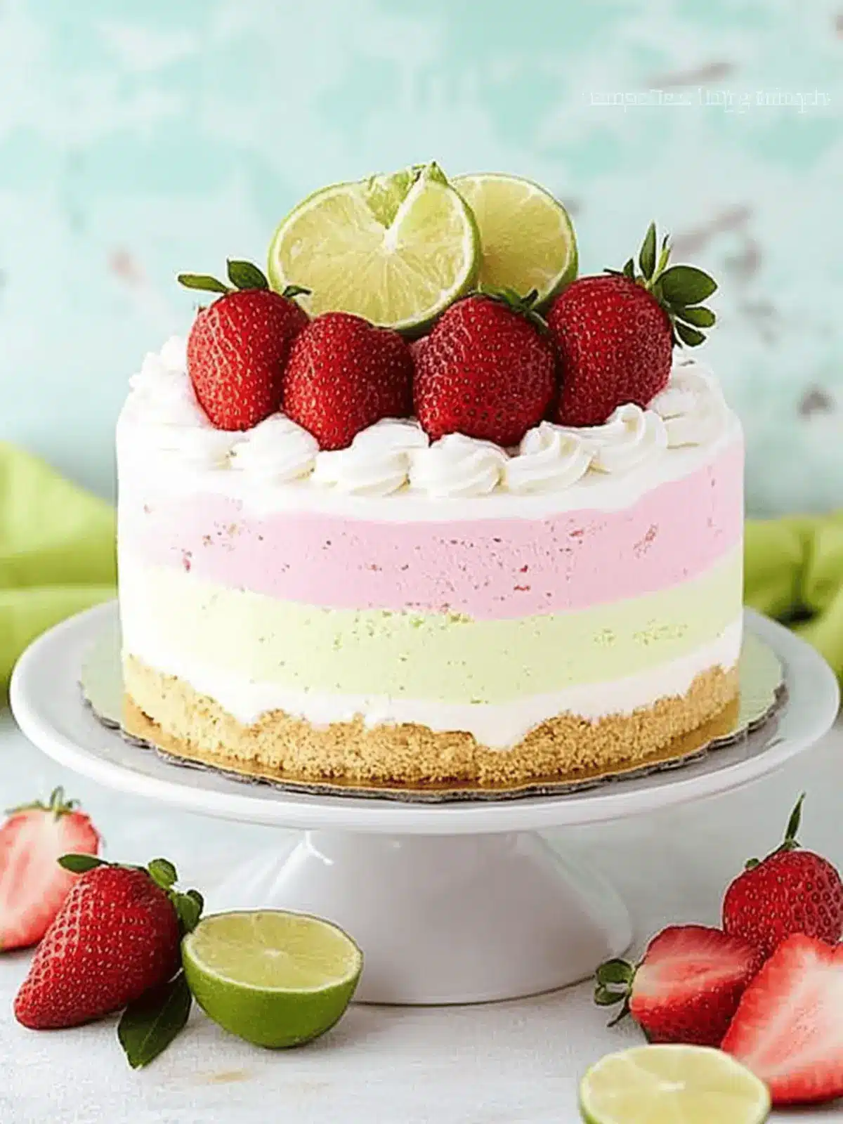 Key Lime Strawberry Coconut Ice Cream Cake Recipe