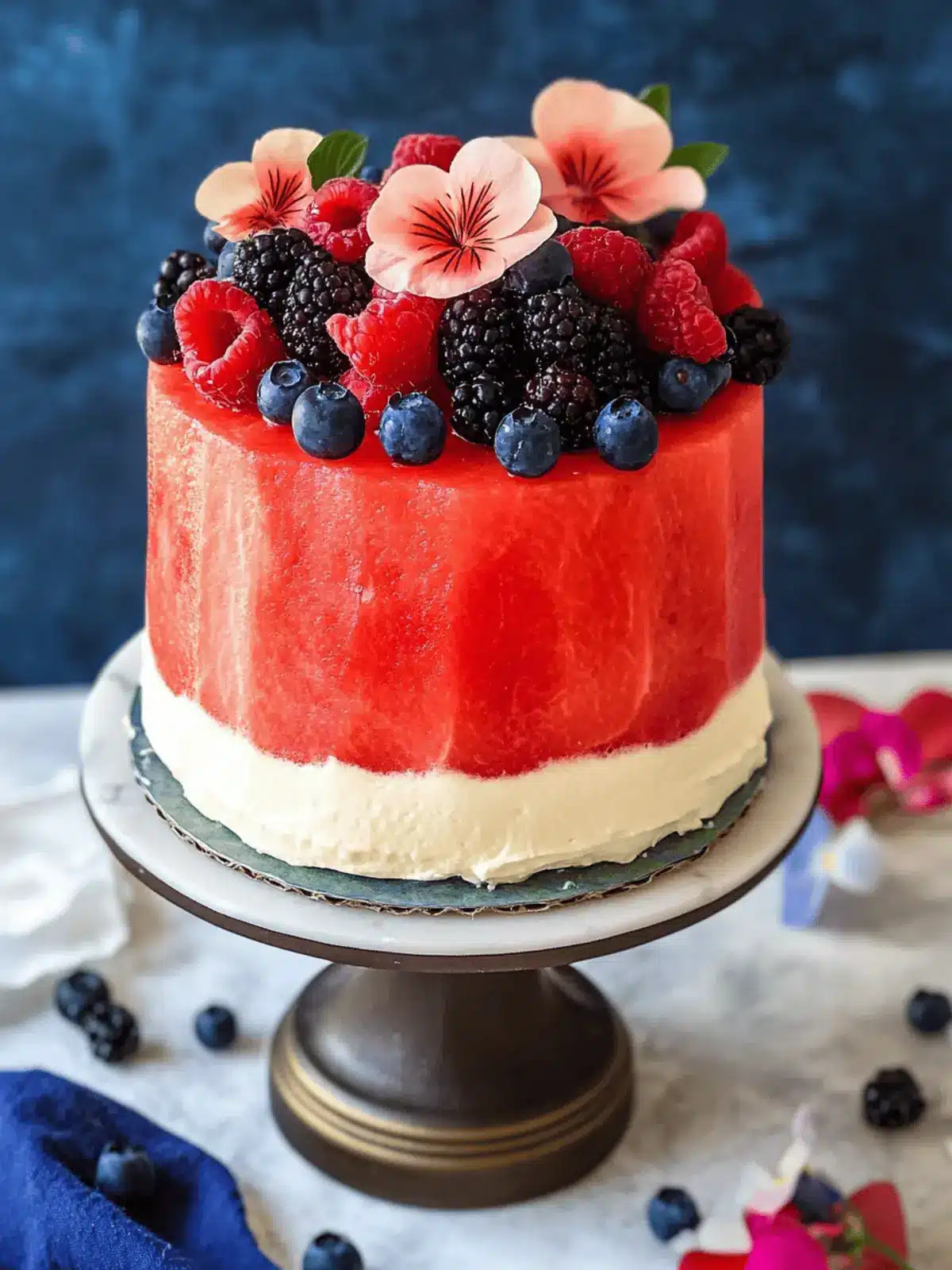 How to Make the Most Adorable Fresh Watermelon Cake with Summer Berries