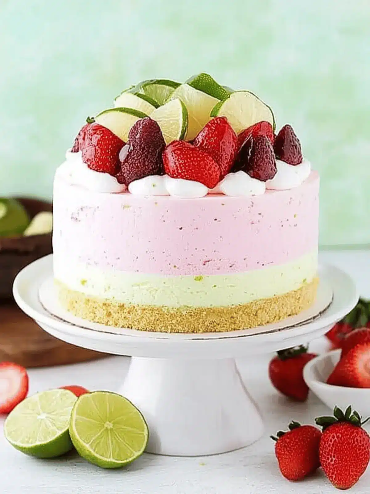 Key Lime Strawberry Coconut Ice Cream Cake Recipe