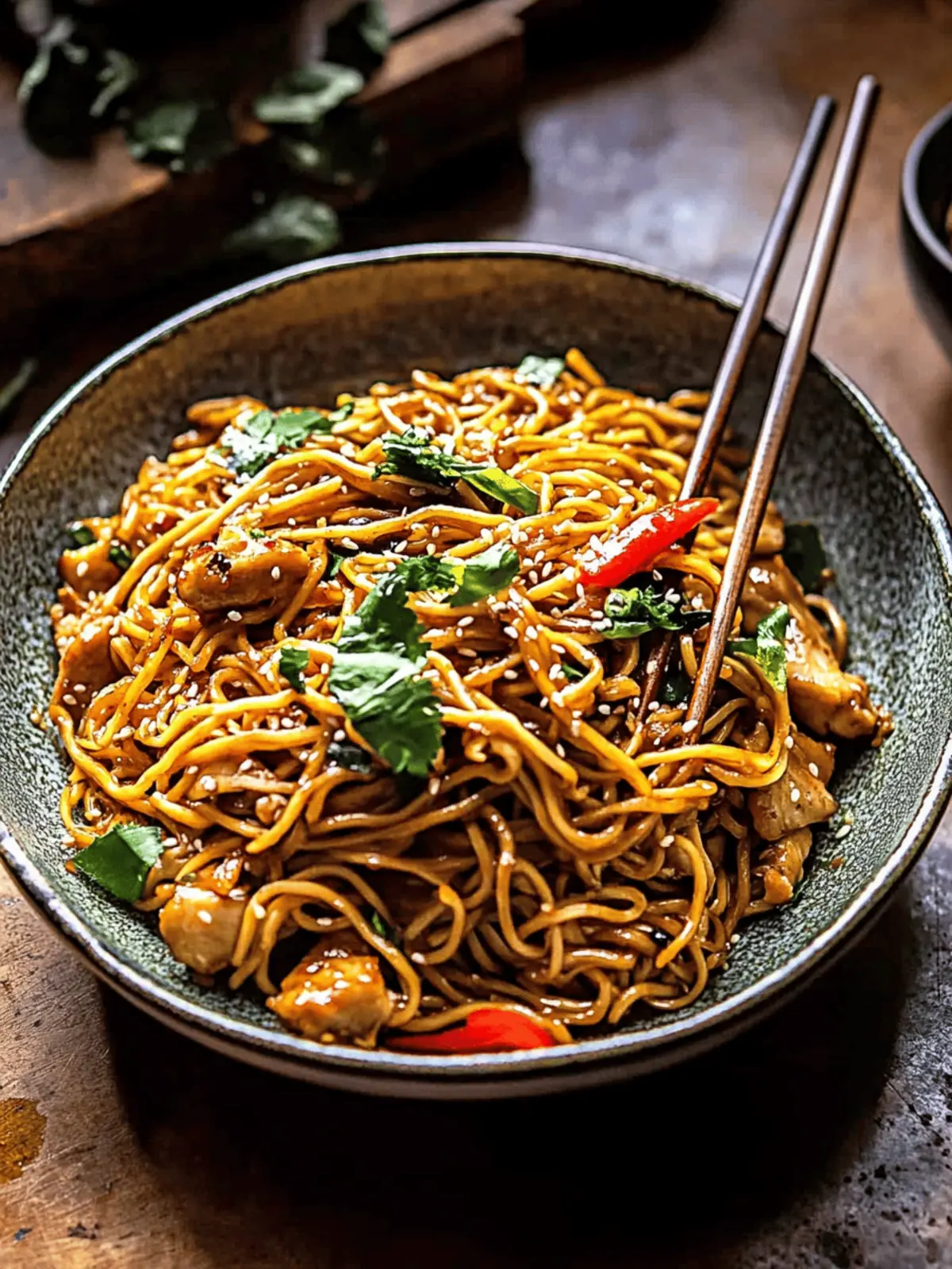 15 Minute Sesame Garlic Chicken Lo Mein.