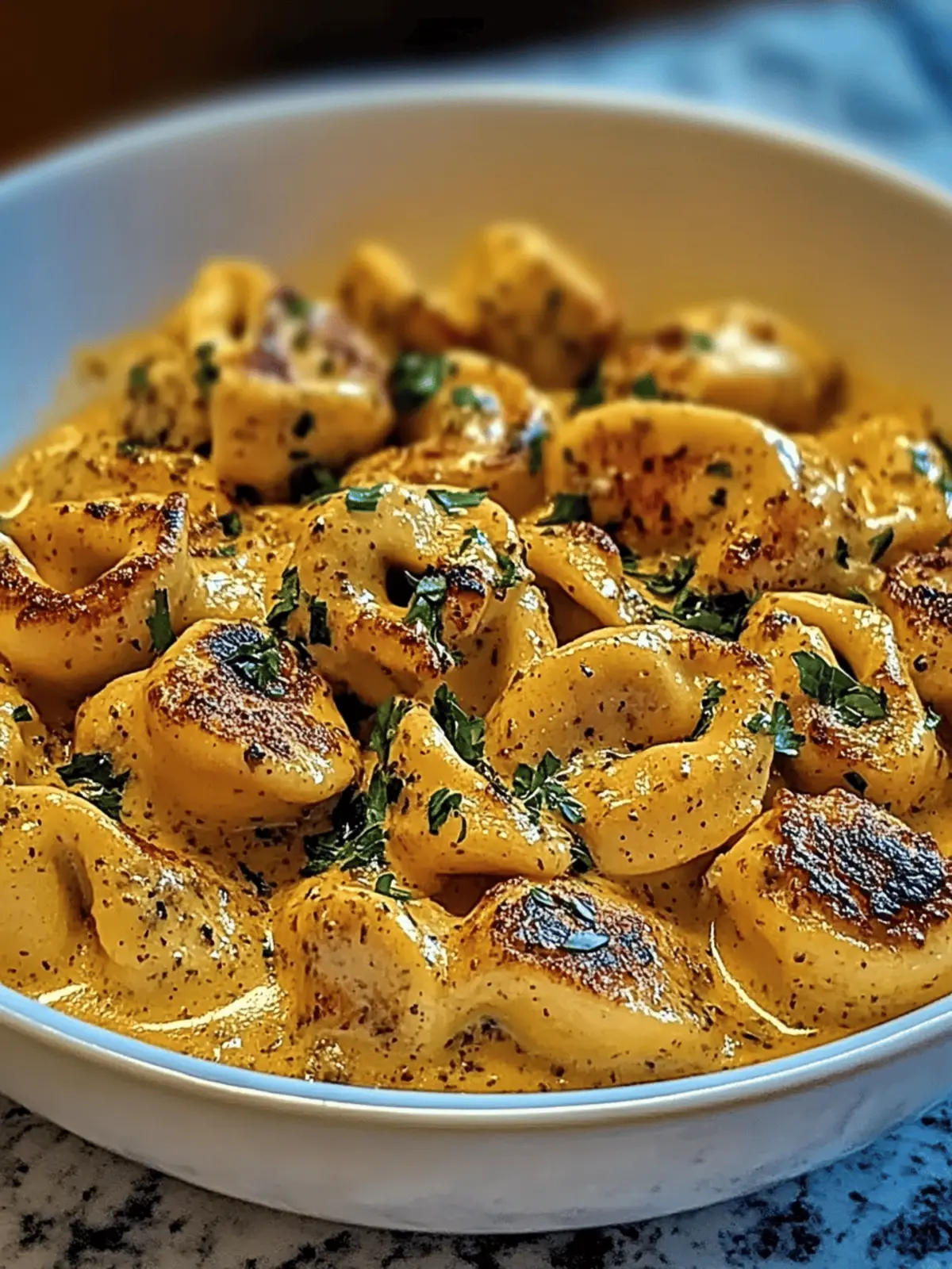 Cajun Chicken Tortellini with Garlic Sauce
