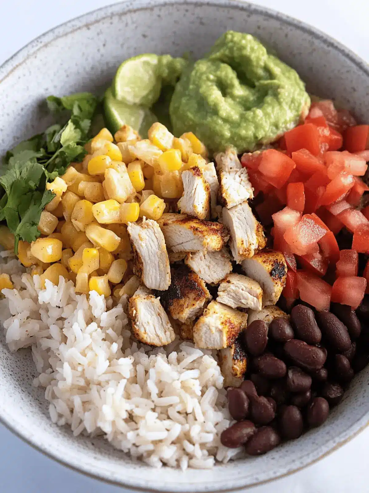 Flavor-Packed Grilled Chicken Burrito Bowls with Rice and Beans