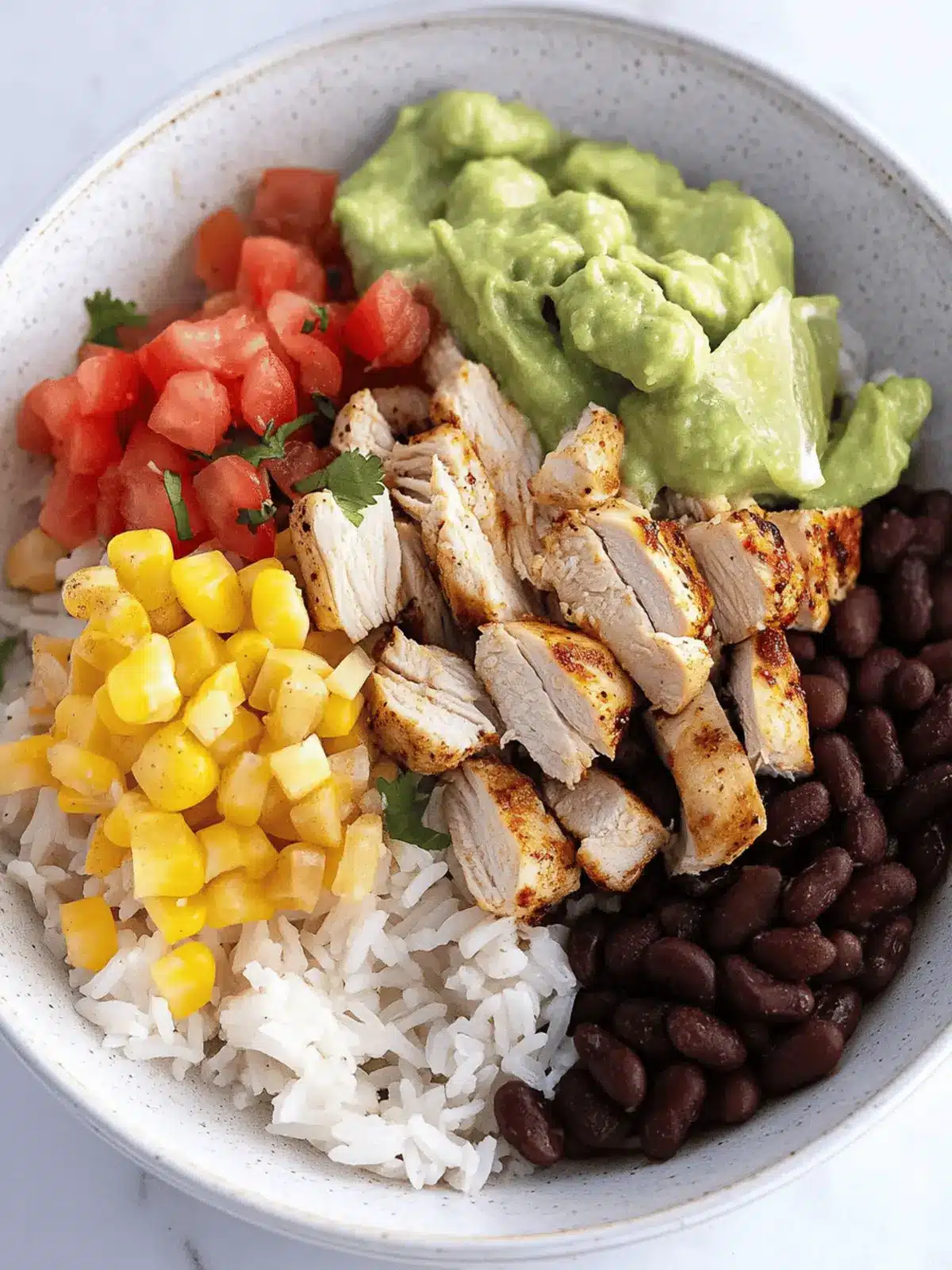 Flavor-Packed Grilled Chicken Burrito Bowls with Rice and Beans