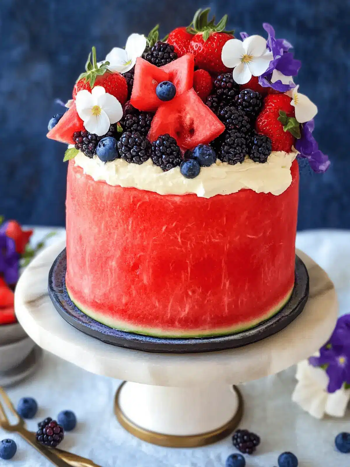 How to Make the Most Adorable Fresh Watermelon Cake with Summer Berries