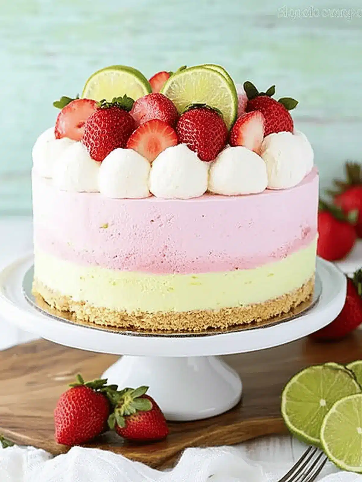 Key Lime Strawberry Coconut Ice Cream Cake Recipe