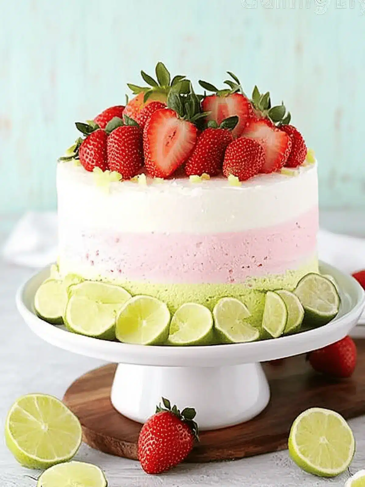 Key Lime Strawberry Coconut Ice Cream Cake Recipe