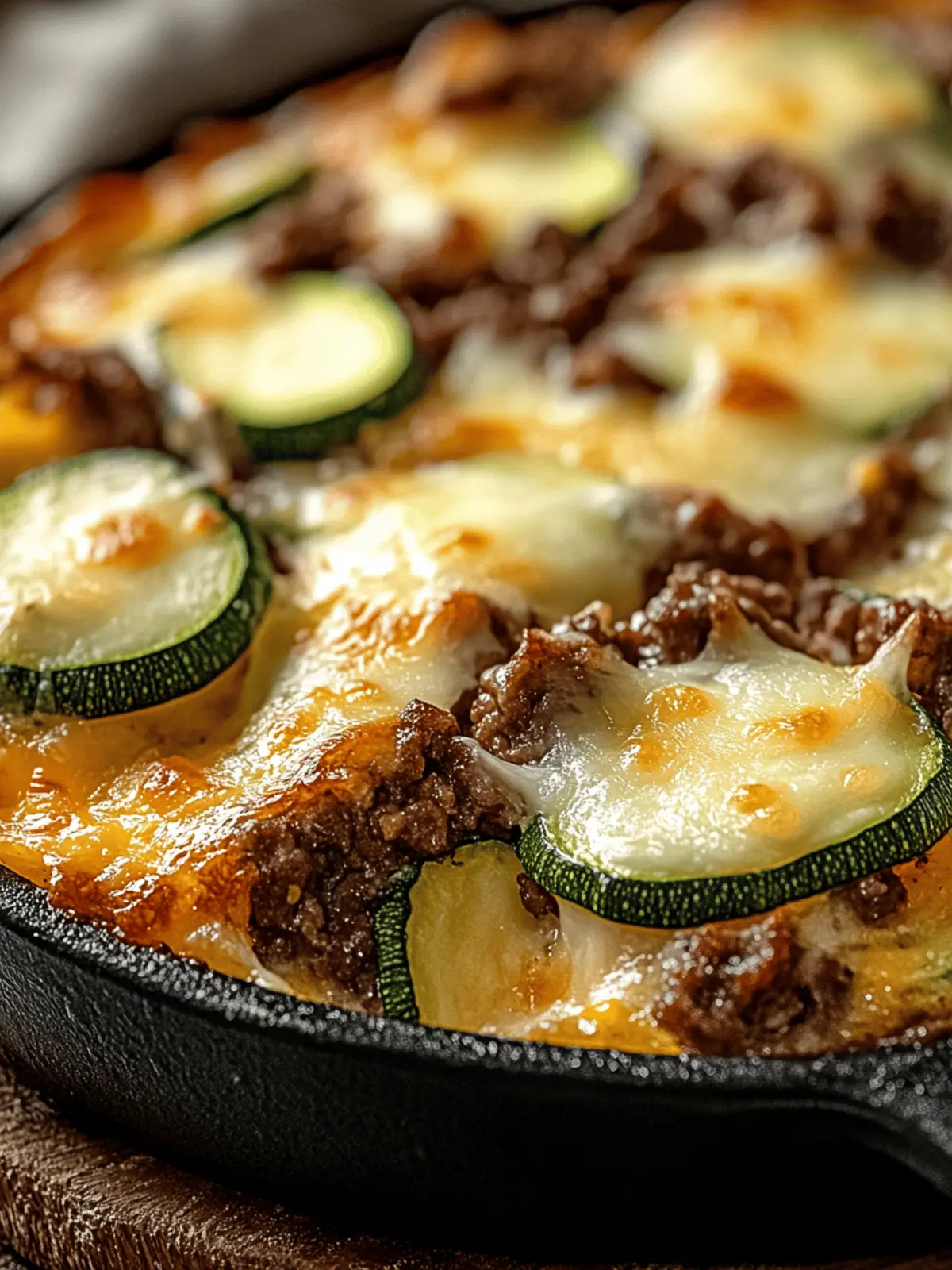 Cheesy Beef & Zucchini Casserole