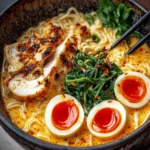Fiery Chicken Ramen With Creamy Garlic Sauce: Your Quick Dinner Fix