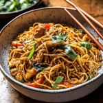 15 Minute Sesame Garlic Chicken Lo Mein.