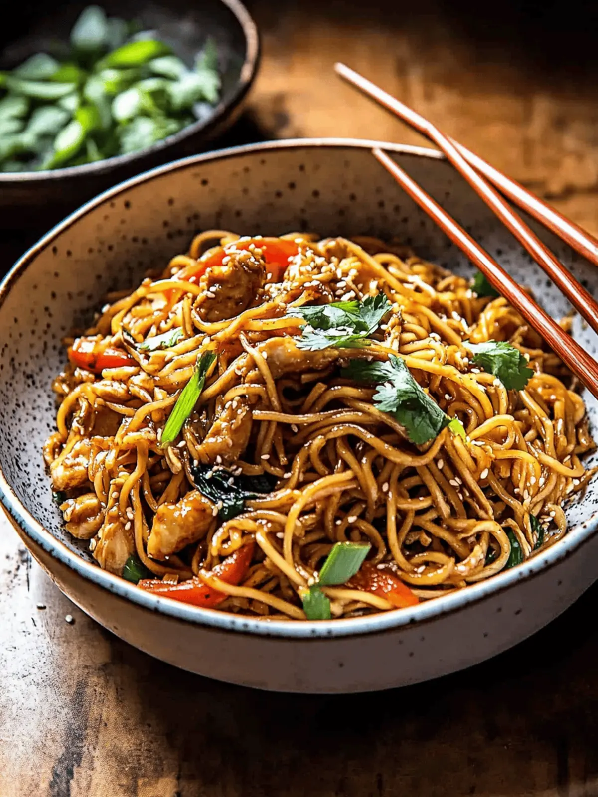 15 Minute Sesame Garlic Chicken Lo Mein.