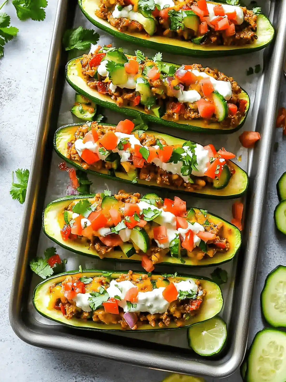 Simple Taco Stuffed Zucchini Boats