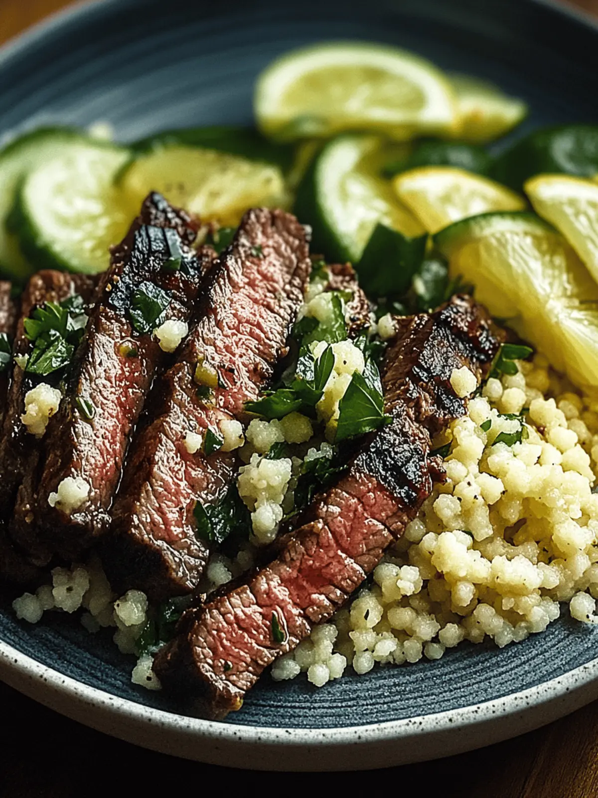 Grilled Skirt Steak with Lemon Herb Couscous Salad