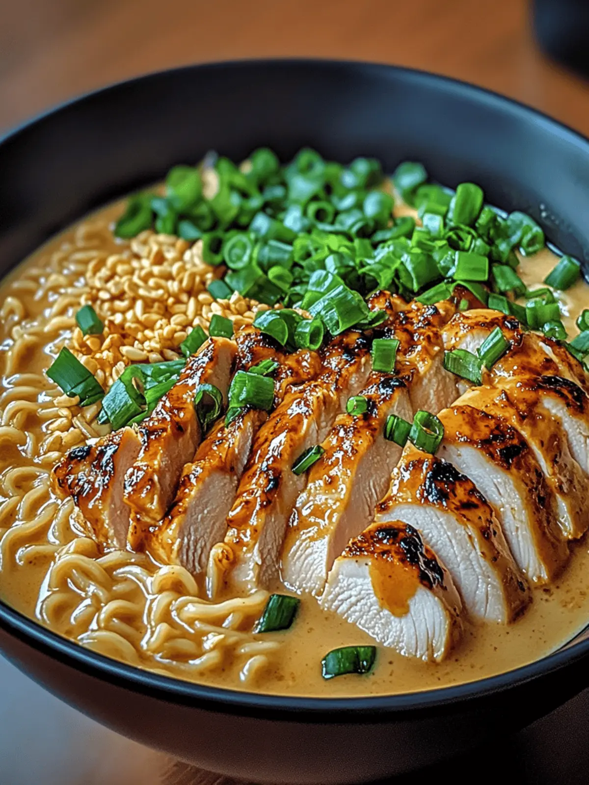Fiery Chicken Ramen with Creamy Garlic Sauce