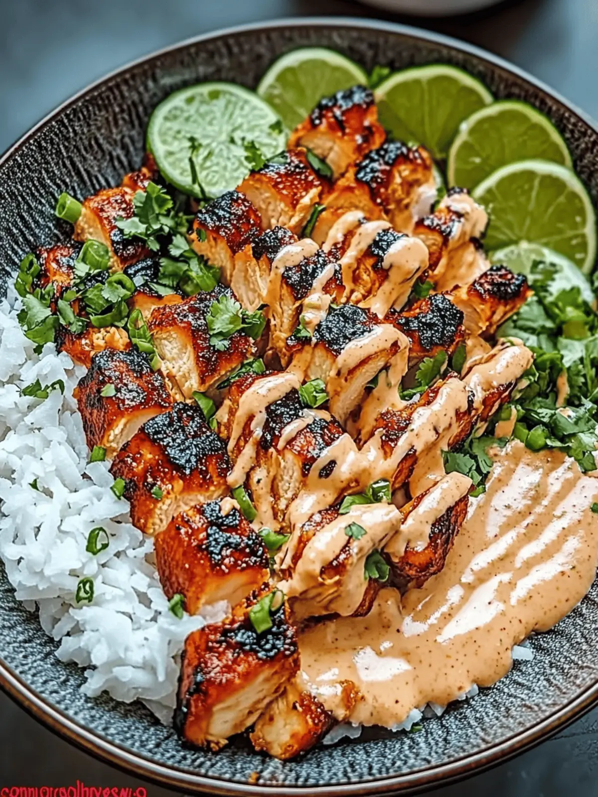 Sweet Chili Chicken Bowl with Coconut Lime Drizzle