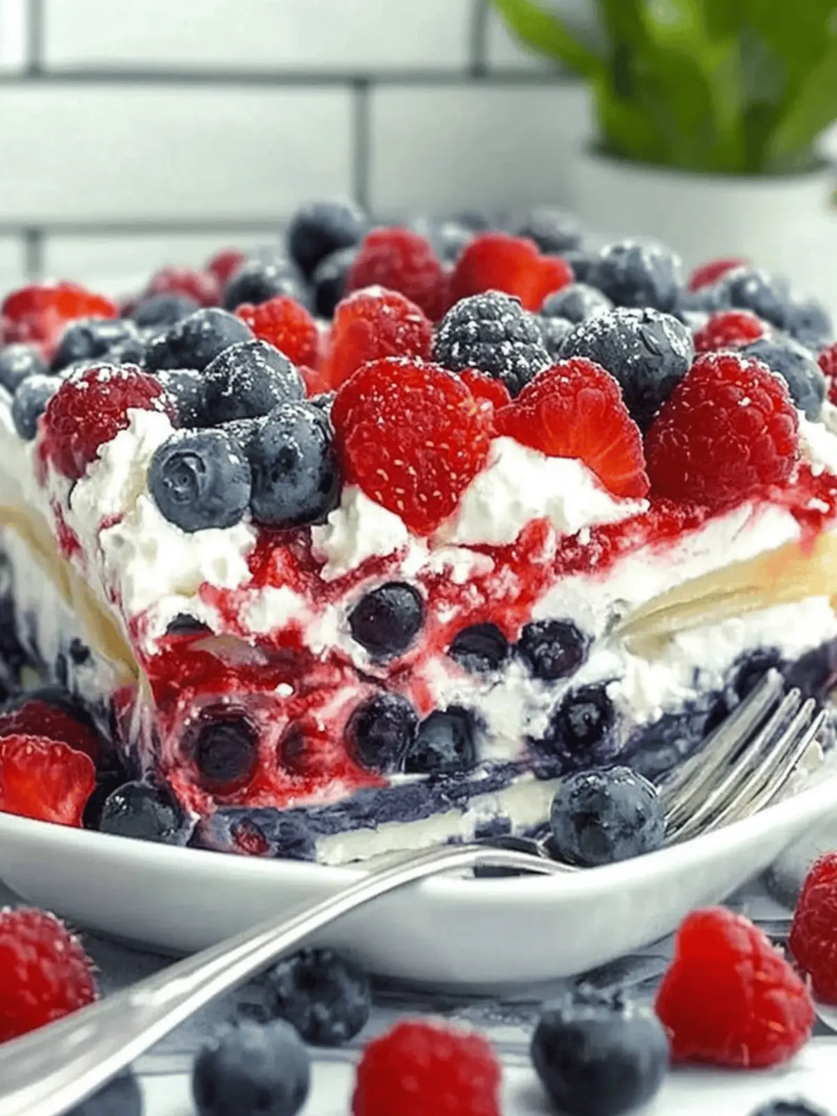 No Bake Summer Berry Lasagna
