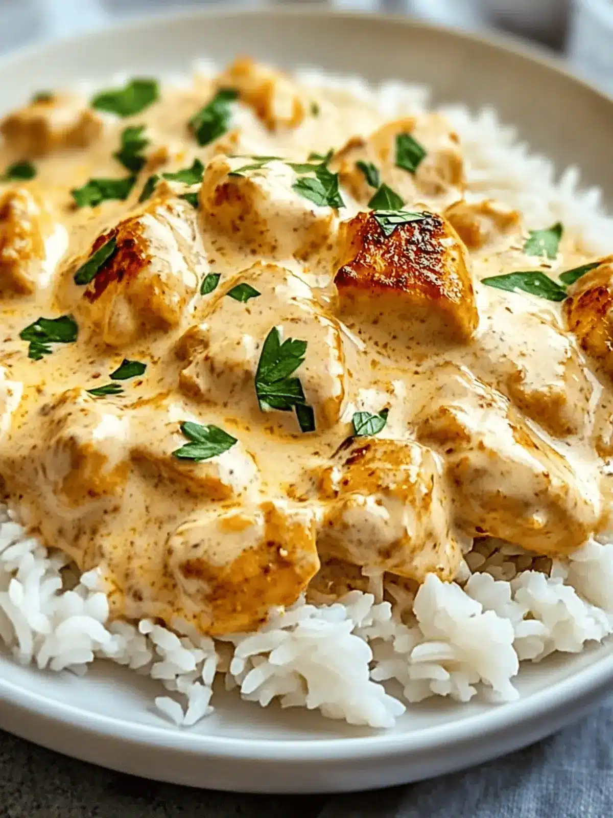 CREAMY SMOTHERED CHICKEN AND RICE RECIPE
