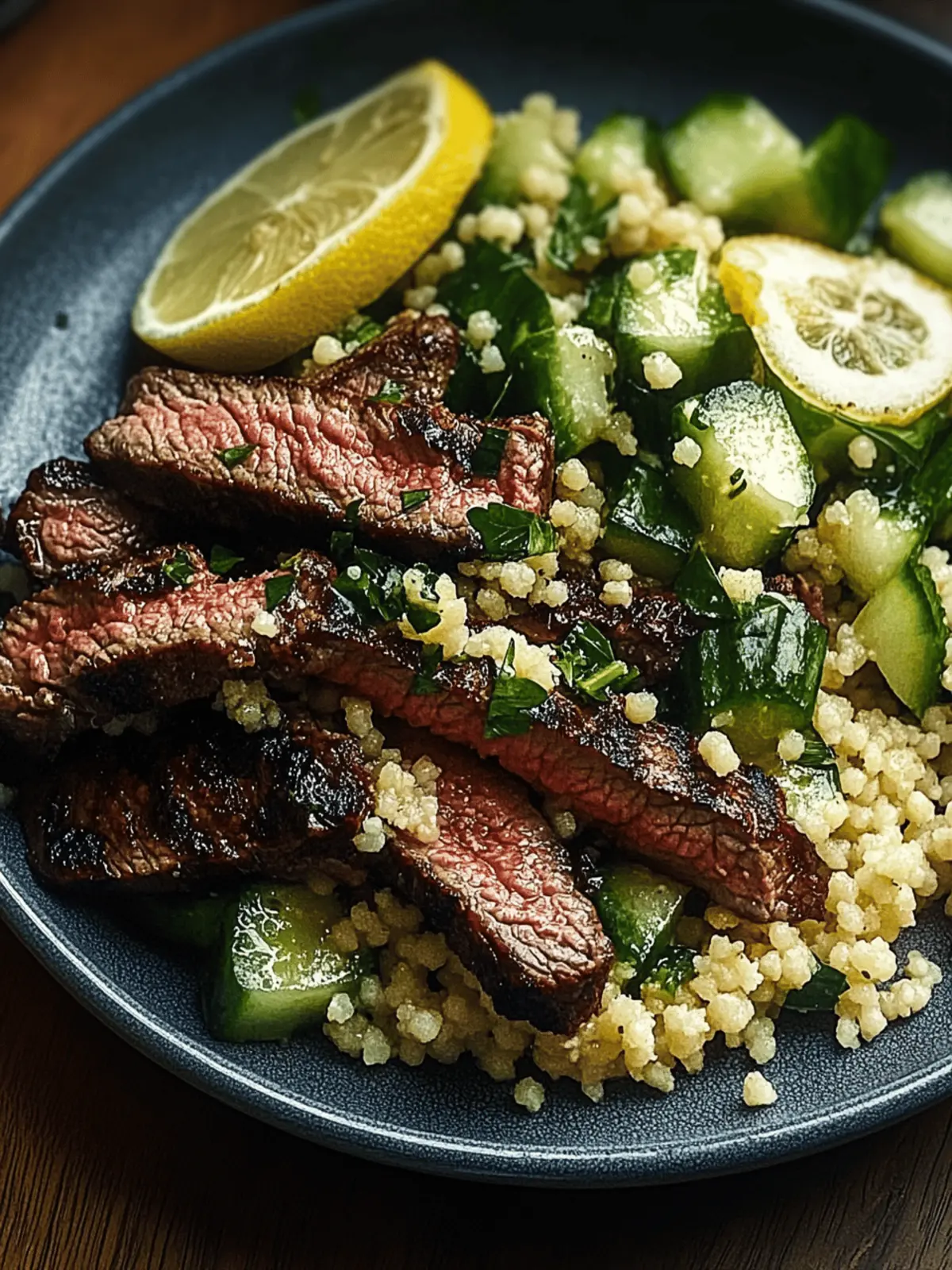Grilled Skirt Steak with Lemon Herb Couscous Salad