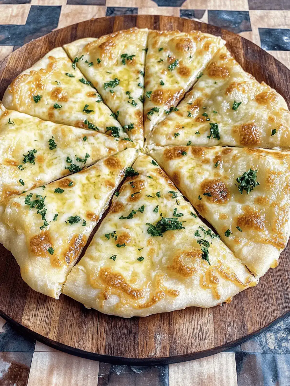 High Protein Cheesy Garlic Pizza- low calorie and over 30g protein